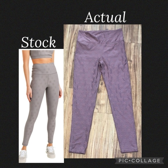 Mono B women’s large leggings high heels waist star pink purple athletic crop - Picture 1 of 8